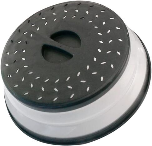Collapsible Microwave Splatter Cover For Food With Silicone Mats, 10.5 Inch, Dishwasher-safe, Microwave Plate Cover With Steam Vent，BPA-Free Silicone & Plastic (black) in Saudi Arabia
