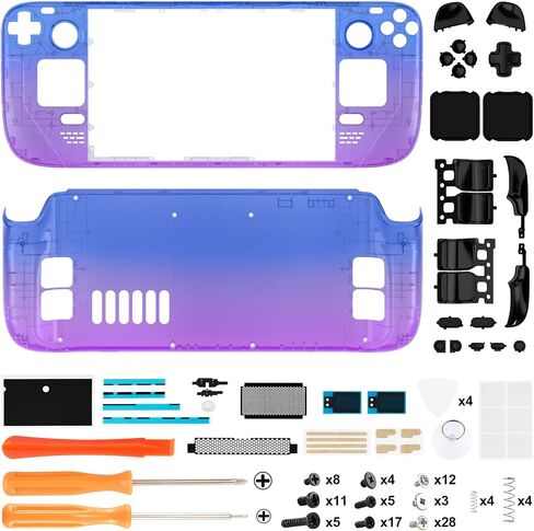 eXtremeRate Gradient Translucent Bluebell Faceplate Back Plate Shell for Steam Deck LCD, Handheld Console Replacement Housing Case, Custom Full Set Shell with Buttons for Steam Deck - Console Without in Saudi Arabia