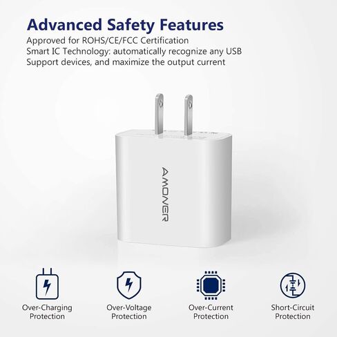 USB Wall Charger, Amoner 2Pack 15W 3-Port USB Plug Cube USB Cube Power Adapter for iPhone 14/13/12/11/Pro/ProMax/Xs/XR/X/8, Galaxy S22 S21 and More and More in Kuwait