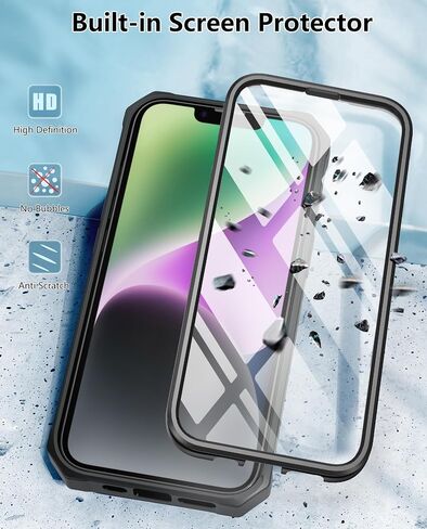 FNTCASE for iPhone 14/13 Case : with Belt-Clip Holster & Kickstand - Heavy Duty Military Grade Protection Cover Shockproof TPU Phone Shell Durable Rugged Full Protective Phonecase - 6.1 inch Black in Saudi Arabia