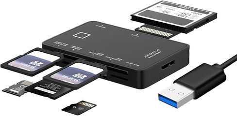 SD Card Reader, Zedela USB 3.0 Card Reader for Micro SD/SDXC/CF/SD/SDHC/MS/XD/T-Flash/MMC Camera Memory Card,7 in 1 Adapter USB Card Reader/Writer(5Gbps) for Mac OS,Windows,Linux,Chrome in Saudi Arabia