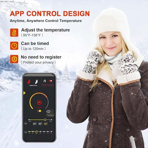 جوارب ساخنة للرجال والنساء، جوارب MewaMaA APP للتحكم في البطارية ساخنة قابلة لإعادة الشحن وقابلة للغسل، جوارب كهربائية لتدفئة القدم للمشي لمسافات طويلة وركوب الدراجات والتخييم والتزلج والصيد والعمل في الهواء الطلق، جوارب تسخين جوارب دافئة in Kuwait