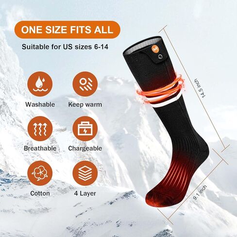جوارب ساخنة للرجال والنساء، جوارب MewaMaA APP للتحكم في البطارية ساخنة قابلة لإعادة الشحن وقابلة للغسل، جوارب كهربائية لتدفئة القدم للمشي لمسافات طويلة وركوب الدراجات والتخييم والتزلج والصيد والعمل في الهواء الطلق، جوارب تسخين جوارب دافئة in Kuwait