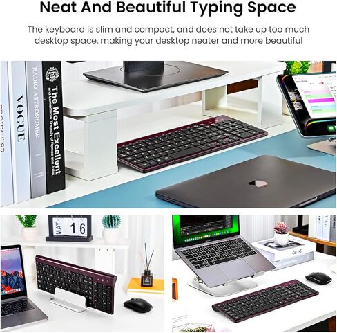 cimetech Wireless Keyboard and Mouse, [Rechargeable Mouse][Silent Scissor Switch Key][Labor-Saving Buttons]Ultra Slim Wireless Computer Keyboard and Mouse, Easy Setup for PC/Laptop/Mac/Windows - White in Kuwait