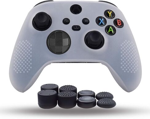 غطاء حماية لجهاز تحكم Xbox Series X/S من السيليكون مضاد للانزلاق SX وحدة تحكم - 8 قطع مقابض إبهام احترافية - أبيض in Kuwait