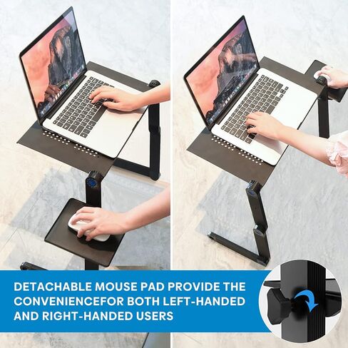 Extra Wide Adjustable Laptop Stand with Cooling Fan & Mouse Pad for 17 Inch Computer, Portable Ergonomic Lap Desk for Bed Sofa Couch Office (Aluminum Table Tray: 19", Black) in Saudi Arabia