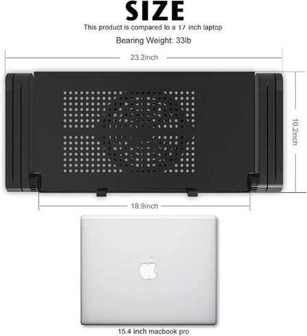 Extra Wide Adjustable Laptop Stand with Cooling Fan & Mouse Pad for 17 Inch Computer, Portable Ergonomic Lap Desk for Bed Sofa Couch Office (Aluminum Table Tray: 19", Black) in Saudi Arabia