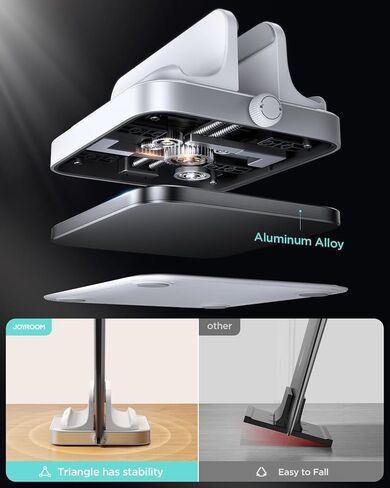 حامل كمبيوتر محمول عمودي من JOYROOM، [سهل الاستخدام وموفر للمساحة] حامل كمبيوتر محمول من الألومنيوم مع مقابض قابلة للتعديل لأجهزة MacBook/Surface/Dell/Chrome Book/أجهزة الكمبيوتر المحمولة المخصصة للألعاب [حتى 17.3 بوصة] أبيض in Kuwait