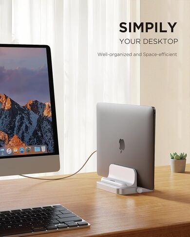 حامل كمبيوتر محمول عمودي من JOYROOM، [سهل الاستخدام وموفر للمساحة] حامل كمبيوتر محمول من الألومنيوم مع مقابض قابلة للتعديل لأجهزة MacBook/Surface/Dell/Chrome Book/أجهزة الكمبيوتر المحمولة المخصصة للألعاب [حتى 17.3 بوصة] أبيض in Kuwait