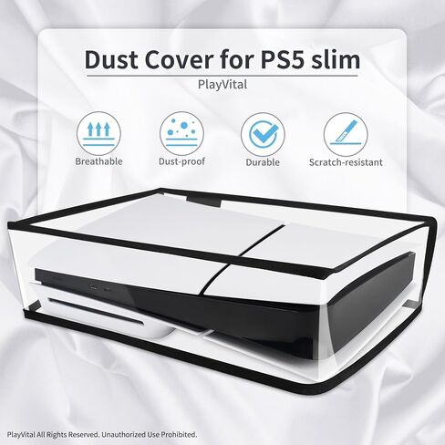 غطاء غبار أفقي من PlayVital لإصدار قرص PS5 النحيف (التصميم الأصغر الجديد)، غطاء حماية شفاف مقاوم للغبار ومقاوم للماء لوحدة تحكم PS5 النحيفة in Kuwait