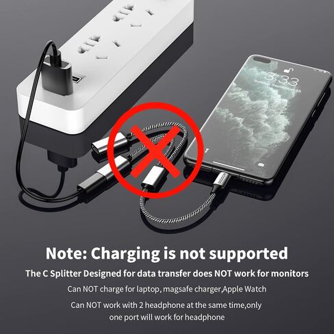 USB C to Dual USB C Female Adapter, 2 Ports, Not for Monitor and Charging, Incredibly Durable, Super Fit, 5V/0.9A Power Output in Saudi Arabia
