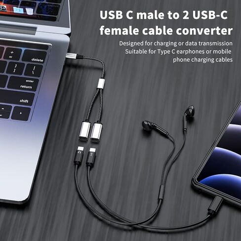 USB C to Dual USB C Female Adapter, 2 Ports, Not for Monitor and Charging, Incredibly Durable, Super Fit, 5V/0.9A Power Output in Saudi Arabia