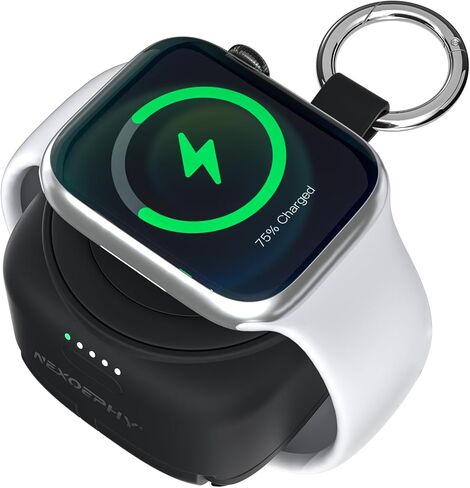 شاحن محمول لساعة Apple 1200 مللي أمبير [معتمد من Apple MFi] شاحن iWatch اللاسلكي كابل مدمج لبنك الطاقة المغناطيسي سلسلة مفاتيح للسفر لسلسلة ساعات Apple 10/9/8/7/6/5/4/3/2/SE/أسود فائق in Saudi Arabia
