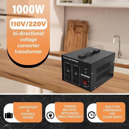 YaeCCC 2000VA محول جهد كهربي محول عالي التحمل خطوة لأعلى ولأسفل 110 إلى 220 فولت مع منفذ USB in Kuwait