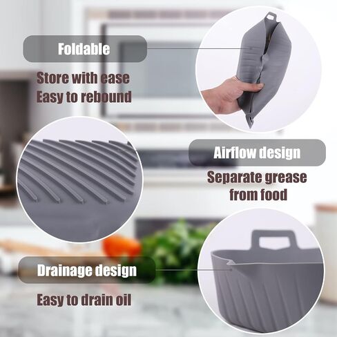 Silicone Liners Square 7 inches for Air Fryer, 2 Pcs Non-stick Food-grade Reusable Silicone Pot Baking Tray Basket Bowl Oven Air Fryer Accessories in Saudi Arabia