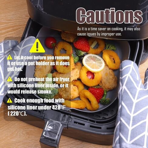 Silicone Liners Square 7 inches for Air Fryer, 2 Pcs Non-stick Food-grade Reusable Silicone Pot Baking Tray Basket Bowl Oven Air Fryer Accessories in Saudi Arabia
