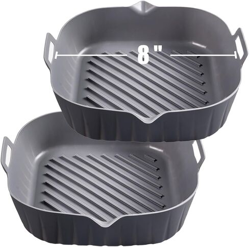 Silicone Liners Square 7 inches for Air Fryer, 2 Pcs Non-stick Food-grade Reusable Silicone Pot Baking Tray Basket Bowl Oven Air Fryer Accessories in Saudi Arabia