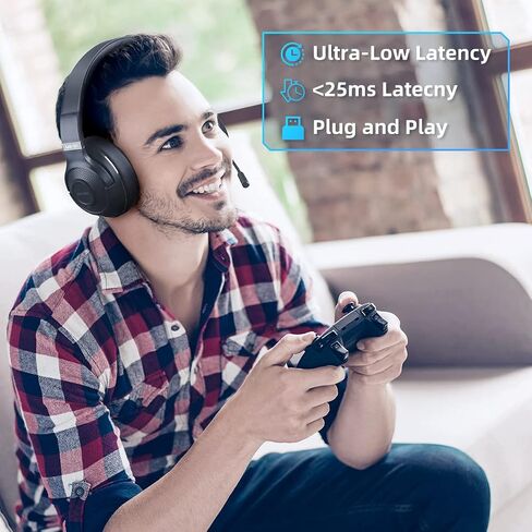 2.4Ghz Wireless Gaming Headset for PC, PS5, PS4, MacBook, with Microphone, Over-Ear Bluetooth Gaming Headphones for Cell Phone, Soft Earmuff - 40 Hours Playtime, Only Wired Mode for Xbox Series in Saudi Arabia