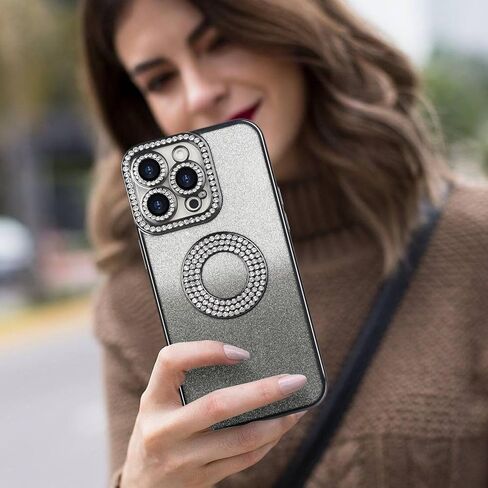 Losin for iPhone 15 Pro Max Bling Case Women Girls Luxury Gradient Glitter Diamond Case Sparkle Rhinestone Camera Lens Protection Soft Silicone Shockproof Cover for iPhone 15 Pro Max 6.7 inch, Gold in Kuwait