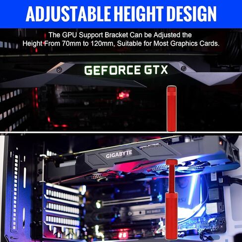 GPU Support Bracket, Graphics Video Card Brace with Height Adjustable, Anti Sag Holder for Universal Graphics Card Sag, GPU Stand with Magnet and Rubber Pad (White) in Kuwait