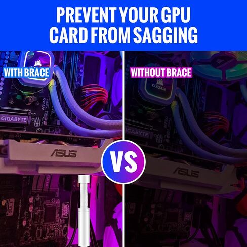 GPU Support Bracket, Graphics Video Card Brace with Height Adjustable, Anti Sag Holder for Universal Graphics Card Sag, GPU Stand with Magnet and Rubber Pad (White) in Kuwait
