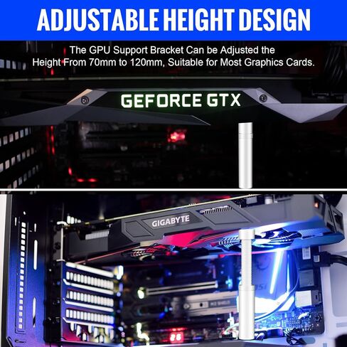 GPU Support Bracket, Graphics Video Card Brace with Height Adjustable, Anti Sag Holder for Universal Graphics Card Sag, GPU Stand with Magnet and Rubber Pad (White) in Kuwait