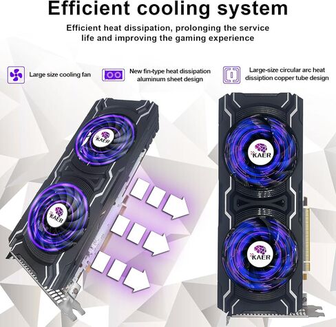 بطاقة رسومات KAER RX580 سعة 8 جيجابايت GDDR5 256 بت بطاقة رسومات كمبيوتر مع مراوح مزدوجة 1284/7000 ميجاهرتز، بطاقة رسومات ألعاب PCI Express 3.0، سطح مكتب DVI HDMI DP in Saudi Arabia