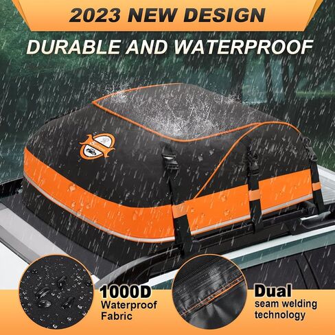 Sailnovo Rooftop Cargo Carrier Roof Bag, 20 Cubic Feet Waterproof Car Rooftop Cargo Carrier Bag fit Car with Without Rack - Cargo Carrier for Top of Vehicle with Tie-Down Strap, Safety Hook in Saudi Arabia