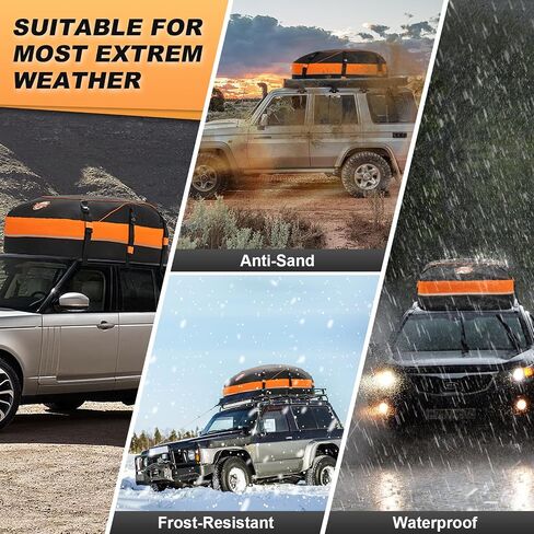 Sailnovo Rooftop Cargo Carrier Roof Bag, 20 Cubic Feet Waterproof Car Rooftop Cargo Carrier Bag fit Car with Without Rack - Cargo Carrier for Top of Vehicle with Tie-Down Strap, Safety Hook in Saudi Arabia