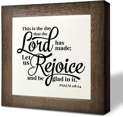 آية الكتاب المقدس مزمور 118:24 لافتة صندوق، هذا هو اليوم الذي صنعه الرب، لوحة خشبية هدية منضدية، ديكور طاولة لافتة ديكور، ديكور منزلي، ديكور مزرعة للرف، عمل فني ديني B1 in Kuwait