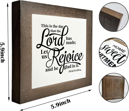 آية الكتاب المقدس مزمور 118:24 لافتة صندوق، هذا هو اليوم الذي صنعه الرب، لوحة خشبية هدية منضدية، ديكور طاولة لافتة ديكور، ديكور منزلي، ديكور مزرعة للرف، عمل فني ديني B1 in Kuwait