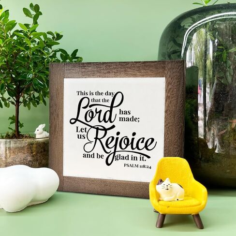 آية الكتاب المقدس مزمور 118:24 لافتة صندوق، هذا هو اليوم الذي صنعه الرب، لوحة خشبية هدية منضدية، ديكور طاولة لافتة ديكور، ديكور منزلي، ديكور مزرعة للرف، عمل فني ديني B1 in Kuwait