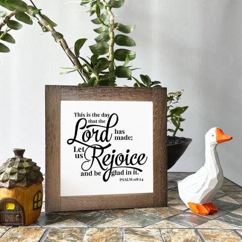 آية الكتاب المقدس مزمور 118:24 لافتة صندوق، هذا هو اليوم الذي صنعه الرب، لوحة خشبية هدية منضدية، ديكور طاولة لافتة ديكور، ديكور منزلي، ديكور مزرعة للرف، عمل فني ديني B1 in Kuwait