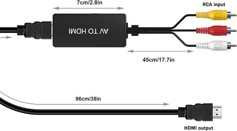 DIGITNOW RCA to HDMI Converter, AV to HDMI Composite Video Audio Converter Adapter, Supports PAL/NTSC for PS2, PS3, STB, VHS, VCR, Blue-Ray DVD in Kuwait