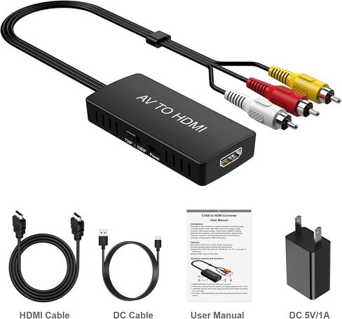 DIGITNOW RCA to HDMI Converter, AV to HDMI Composite Video Audio Converter Adapter, Supports PAL/NTSC for PS2, PS3, STB, VHS, VCR, Blue-Ray DVD in Kuwait