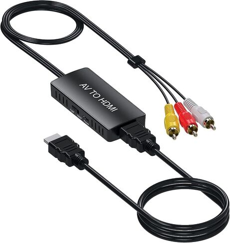 DIGITNOW RCA to HDMI Converter, AV to HDMI Composite Video Audio Converter Adapter, Supports PAL/NTSC for PS2, PS3, STB, VHS, VCR, Blue-Ray DVD in Kuwait