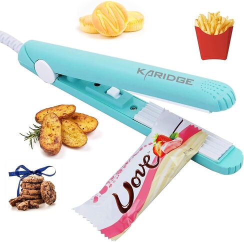 Karidge chip Bag Sealer Mini، مانع تسرب الحرارة المحمول لأكياس الرقائق وأكياس مايلر، حقيبة محمولة لإعادة إغلاق الأكياس لتخزين الطعام - وردي in Kuwait