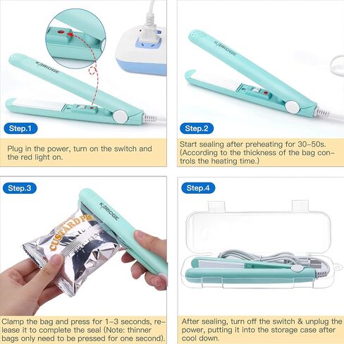 Karidge chip Bag Sealer Mini، مانع تسرب الحرارة المحمول لأكياس الرقائق وأكياس مايلر، حقيبة محمولة لإعادة إغلاق الأكياس لتخزين الطعام - وردي in Kuwait