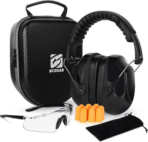 Shooting ear protection safety eamuffs, Gun range hearing protection, Shooting glasses, Earplugs, carrying case in Saudi Arabia