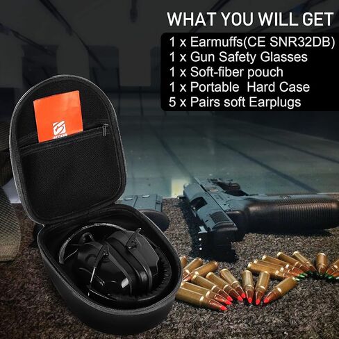 Shooting ear protection safety eamuffs, Gun range hearing protection, Shooting glasses, Earplugs, carrying case in Saudi Arabia