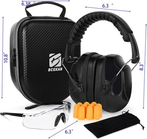 Shooting ear protection safety eamuffs, Gun range hearing protection, Shooting glasses, Earplugs, carrying case in Saudi Arabia