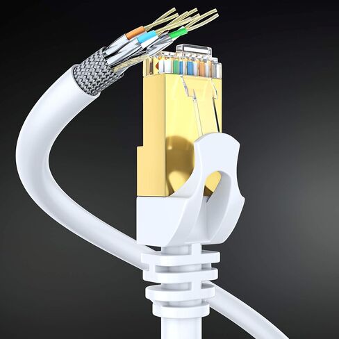 Cat 7 Ethernet Cable 100 ft - High-Speed Internet & Network LAN Patch Cable, RJ45 Connectors - 100ft / White - Perfect for Gaming, Streaming, and More in Saudi Arabia