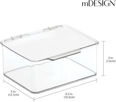 mDesign Plastic Small Stackable Divided Battery Storage Organizer Box with Hinged Lid for AA, AAA, C, D, 9 Volt Sizes, Great Storage for Kitchens, Home Offices, Lumiere Collection, Clear in Saudi Arabia