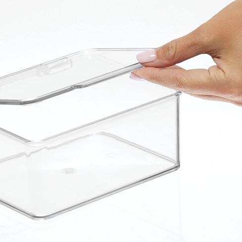 mDesign Plastic Small Stackable Divided Battery Storage Organizer Box with Hinged Lid for AA, AAA, C, D, 9 Volt Sizes, Great Storage for Kitchens, Home Offices, Lumiere Collection, Clear in Saudi Arabia