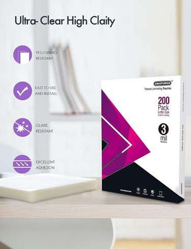 Thermal Laminating Pouches, 3mil Laminating Sheets, 8.9x11.4 Inches, Letter Size, HeatSeal, Clear (200pack) in Saudi Arabia