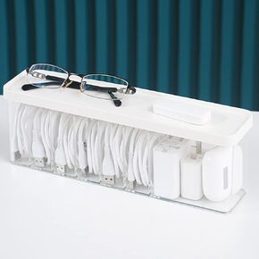Charger Cable Cord Storage Organizer - Easy Storage Without Cable Ties - Desk Drawer Accessories Organizers - 1 Pack (With Lid)