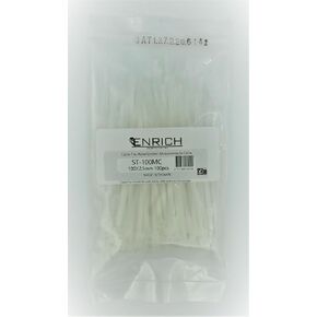 Enrich Self-Locking Nylon Cable Tie 4.0" x 18 lbs, Natural, ST-100MC, 100 Piece