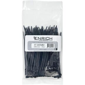 Enrich Self-Locking Nylon Cable Tie 4.0" x 18 lbs, Black, ST-100MBC, 100 Piece