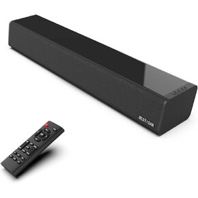 BESTISAN Sound Bars for TV, PC, Gaming, Monitor, 50 Watts Sound Bar with Bluetooth 5.0/HDMI ARC/Optical/Coaxial/AUX/USB Connections, 3 Audio Modes, Bass Adjustable, 16 Inch, Wall Mountable (Black)