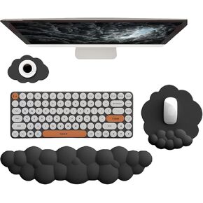 Cloud Wrist Rest Keyboard Pink Mouse Pad Set with Wrist Rest Ergonomic Wrist Pad Memory Foam Non-Slip Base Cute Gradient Wrist Rest Support for Computer Laptop Gaming Home Office Relief Typing Pain